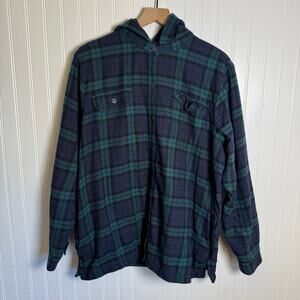 L.L. Bean Men's Scotch Plaid Flannel Fleece Lined Hooded Shacket Size XL